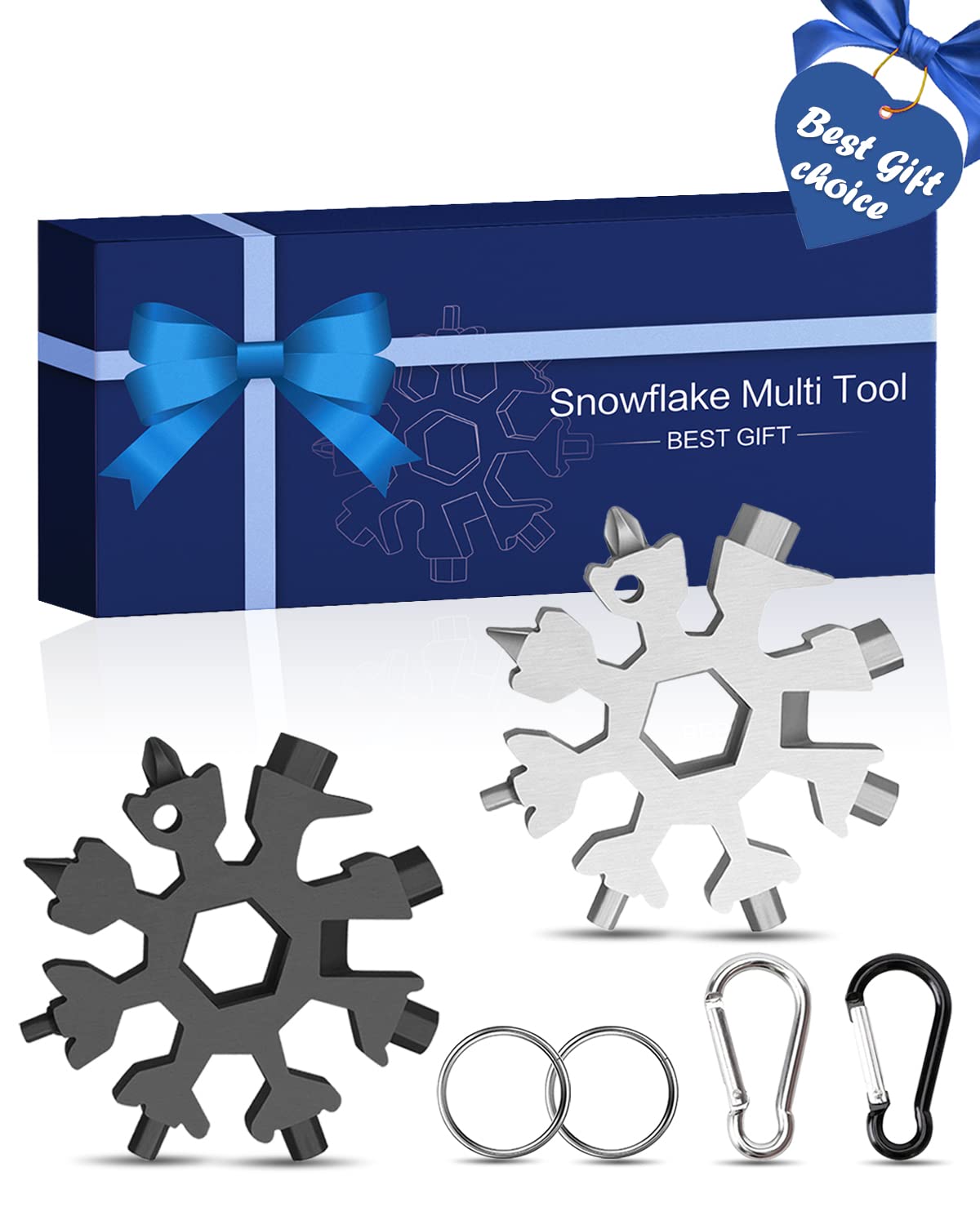 ZWZIOO Stocking Stuffers for Adults Men Women, Gifts for Men, 18 in 1 Snowflake Multitool, White Elephant Gifts for Adults, Christmas Gift for Men Who Have Everything, Cool Gadget for Boy, Him,Husband