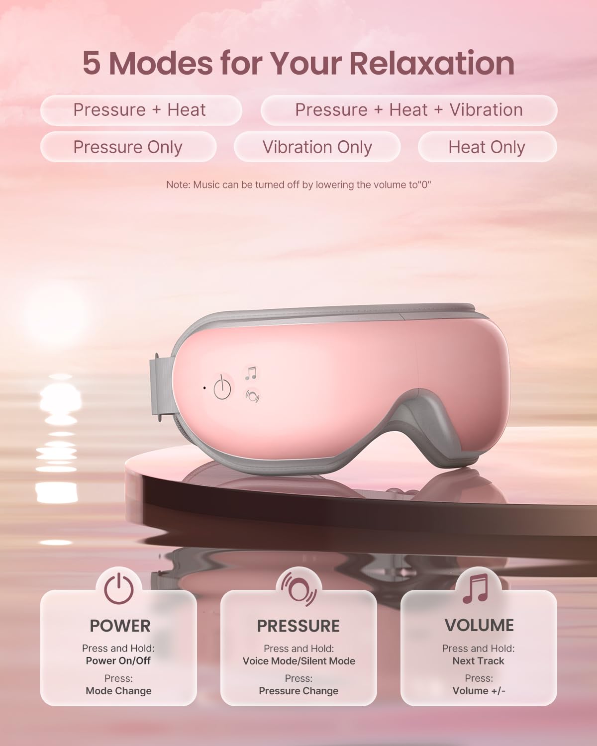 RENPHO Valentine's Day Gifts for Women Eyeris 1V Voice Controlled Eye Massager for Migraines, Bluetooth Music Heated Eye Care Machine, Relax & Reduce Eye Strain Dark Circles Eye Bags, Face Massager