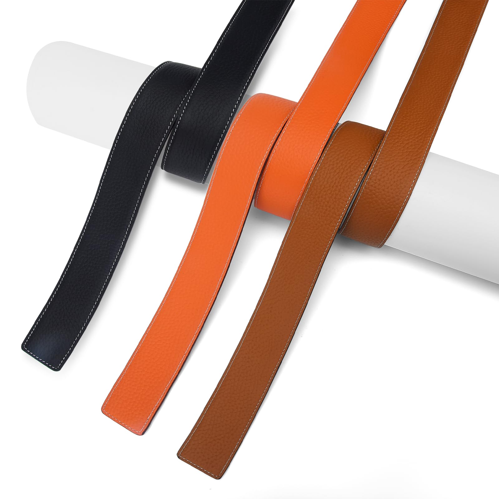 MACBORO Men's Reversible Leather Belt Without Buckle Replacement Belt Strap 1.5"/38mm Wide