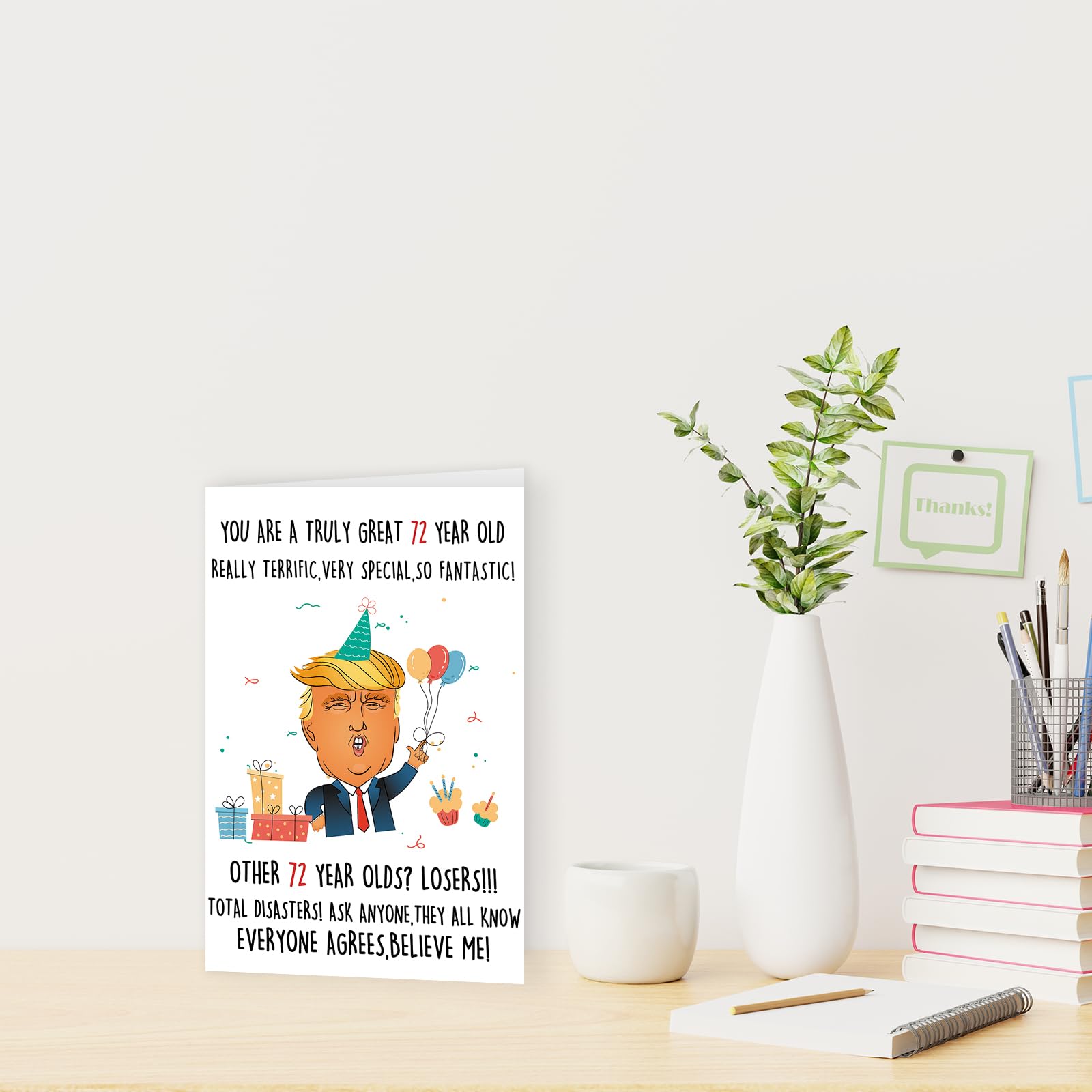 Missonemi Funny Trump 72nd Birthday Card, Happy 72nd Birthday Gift for Women Men, Unique Birthday Decorations Cards for 72 Year Old Mom Dad Grandpa Granny Husband Wife