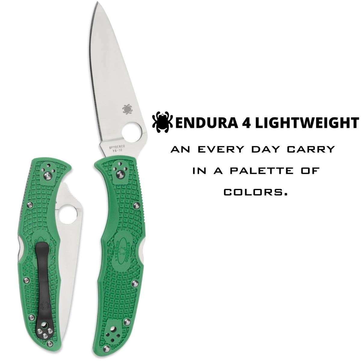 Spyderco Endura 4 Lightweight Signature Knife with 3.80" VG-10 Steel Blade and Green FRN Handle - PlainEdge - C10FPGR