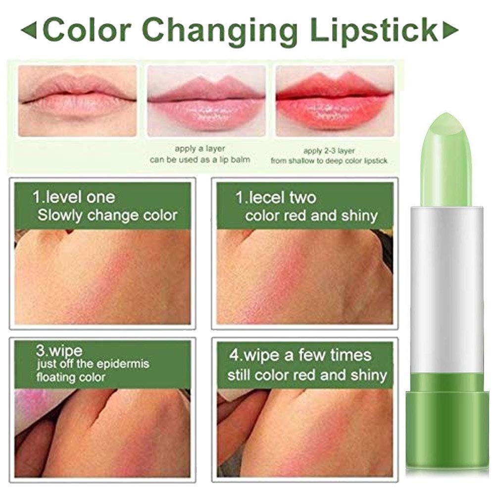 firstfly 2 Pack Aloe Vera Lipstick, Long Lasting Nutritious Lip Balm Lips Moisturizer Magic Temperature Color Change Lip Gloss