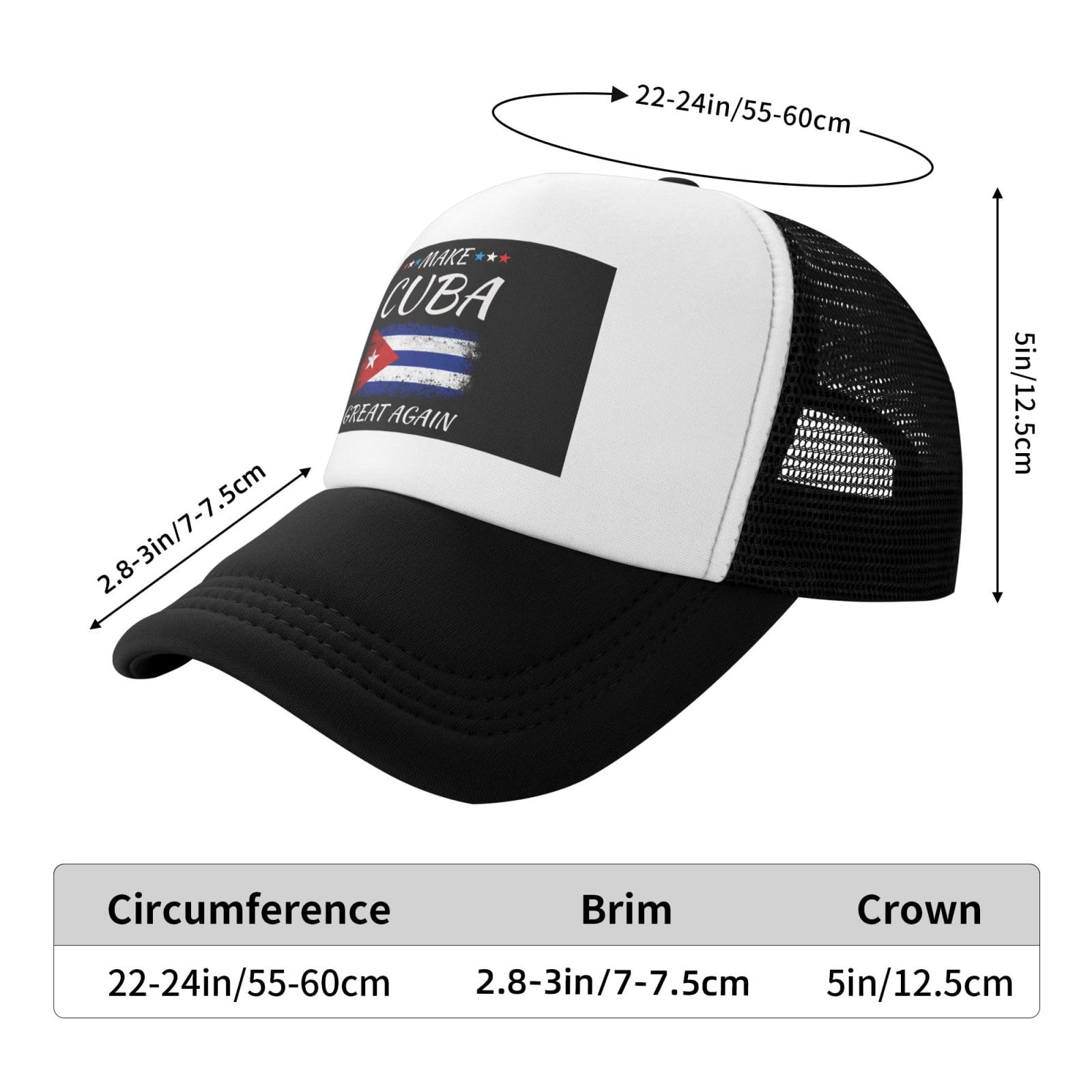 Make Cuba Great Again Adjustable Breathable Mesh Trucker Baseball Cap Unisex8 Black