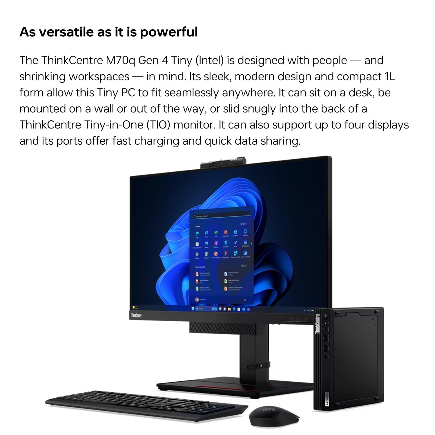 Lenovo ThinkCentre M70q Gen 4 MFF 1L Tiny PC Business Mini Desktop Computer, 32GB DDR5 RAM, 1TB PCIe SSD, 13th Gen Intel 16-Core i7-13700T, WiFi 6, RJ45, HDMI, DisplayPort, Windows 11 Pro