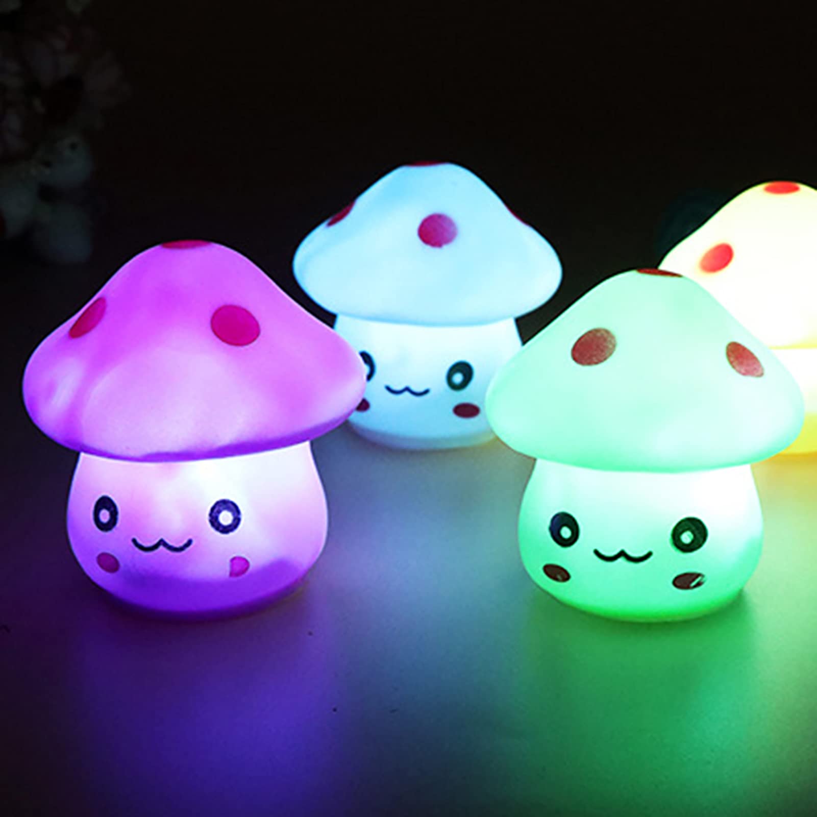 Tuelaly Cute Night Light, 1PC Night Light Fantastic Cute Vinyl Mushroom LED Light for Desk Decor Blue