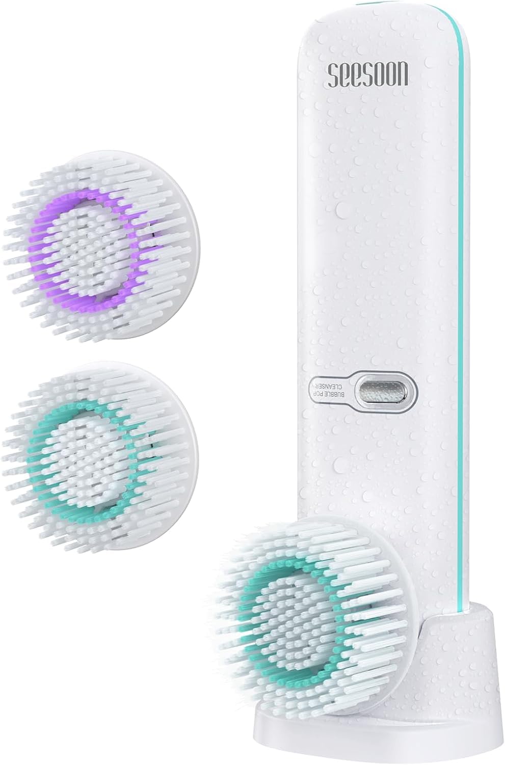 Facial Cleansing Brush, Electric Face Scrubber Rechargeable IPX7 Waterproof Automatic Bubble Making Face Wash Brush for Spinning Rotating Washer for Women & Men with 4 Brush Heads