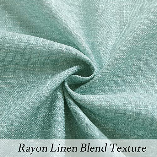 Vision Home Ombre Window Cutains Panels Linen Texture Gradient Light Filtering Semi Sheer Curtains 63 inch Length for Living Room Bedroom Rod Pocket,Cream White to Aqua,50" Wx63 L Each,2 Panels