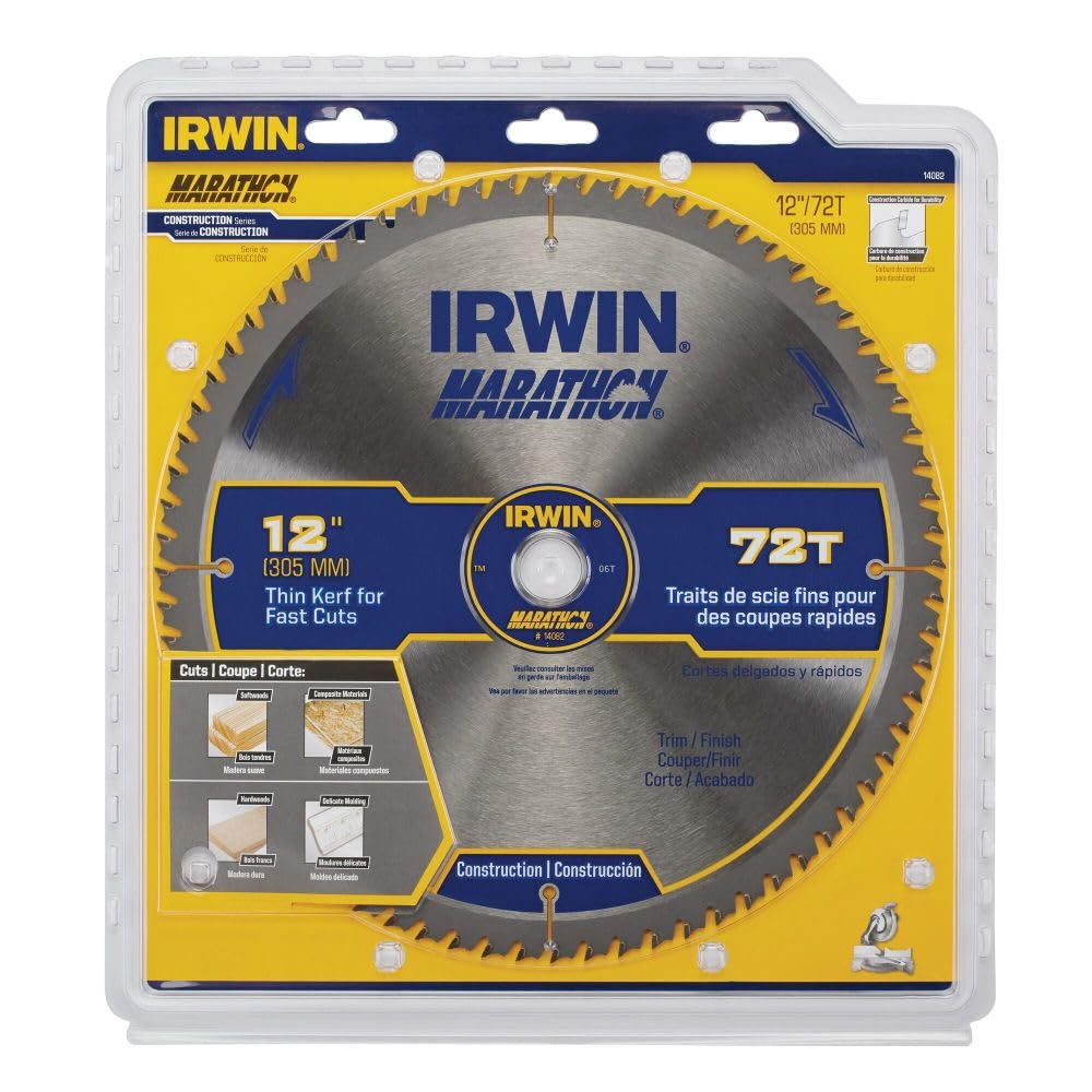 IRWIN Tools MARATHON Carbide Table/Miter Circular Blade, 12-Inch, 72T (14082)