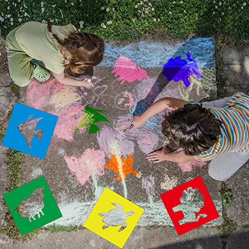 Epakh 24 Pieces Stencils for Kids 8 Inches Drawing Stencils Chalk Template Large Washable Geometric and Garden Themed Primary Shape Template for Kids Toddlers Preschooler(Animal Style)
