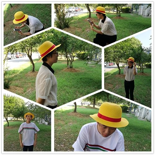 Straw Hat Performance Animation Cosplay Accessories Hat Summer Sun Hat Yellow