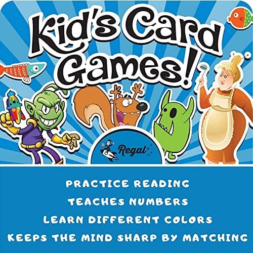 Regal Games Card Games for Kids - Go Fish, Crazy 8's, Old Maid, Slap Jack, Garbage Monster, War - Simple & Fun Classic Family Table Games - Games May Vary (6 Set)