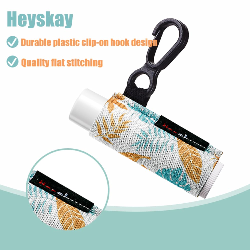 HEYSKAY Lip Balm Holder Sleeves Keychain Chapstick Elastic Sleeves(Black/Color strip/Geometrical pattern)