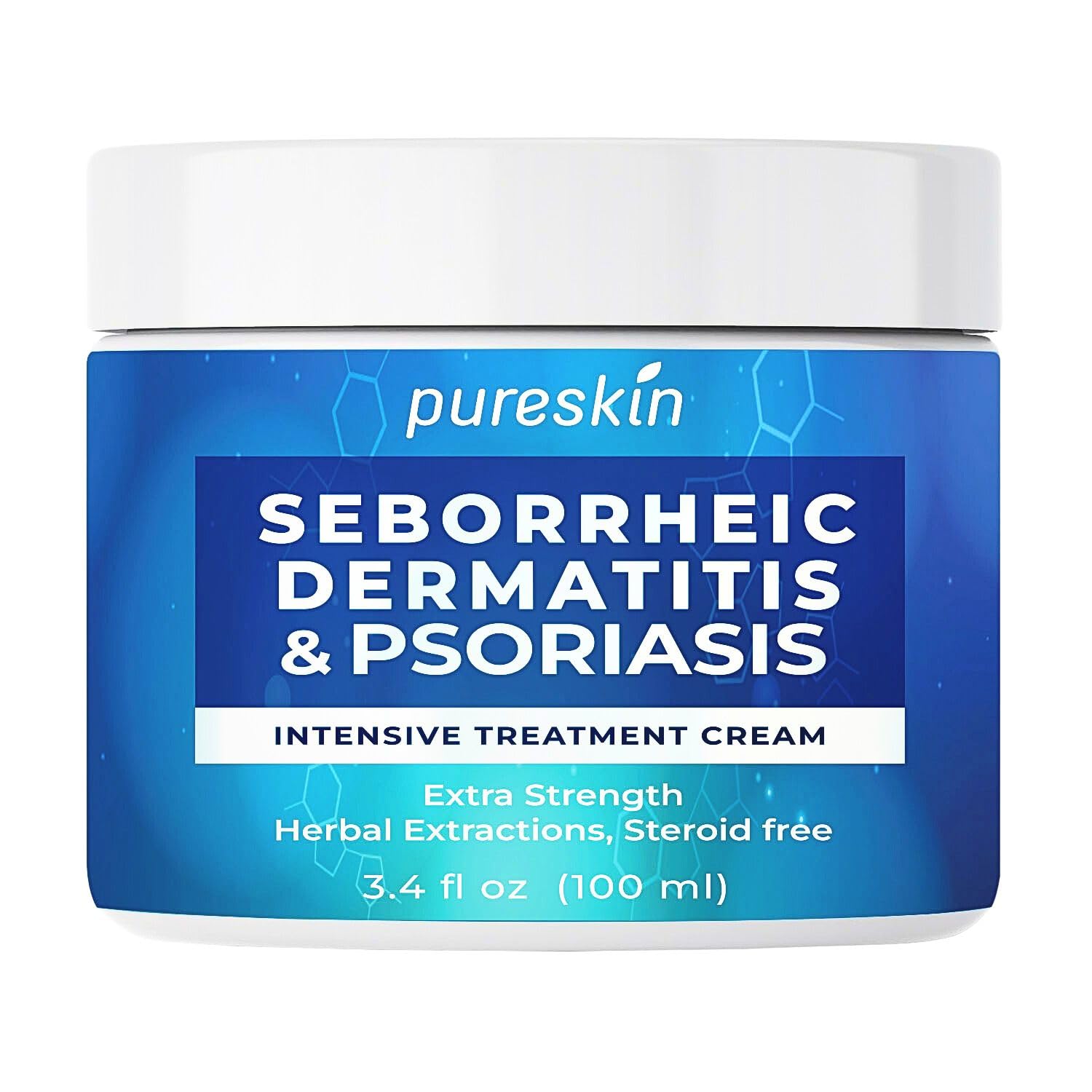 PURESKIN Seborrheic Dermatitis Cream Ketoconazole: Psoriasis Eczema Treatment for Skin Scalp - with Herbal Natural Relief for Flaking Irritated Skin, 3.4 Oz