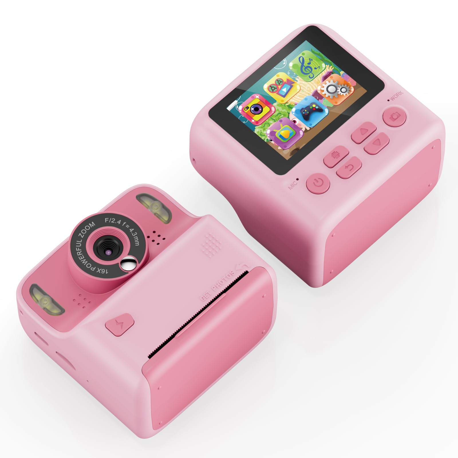 Contixo Kids Camera Instant Print - 1080P Kids Instant Cameras That Print Photos, 2.4 Inch Screen Selfie Digital Camera 12MP with Print Paper, Portable Camera Toy, Fun Gift for Girls Boys, Pink