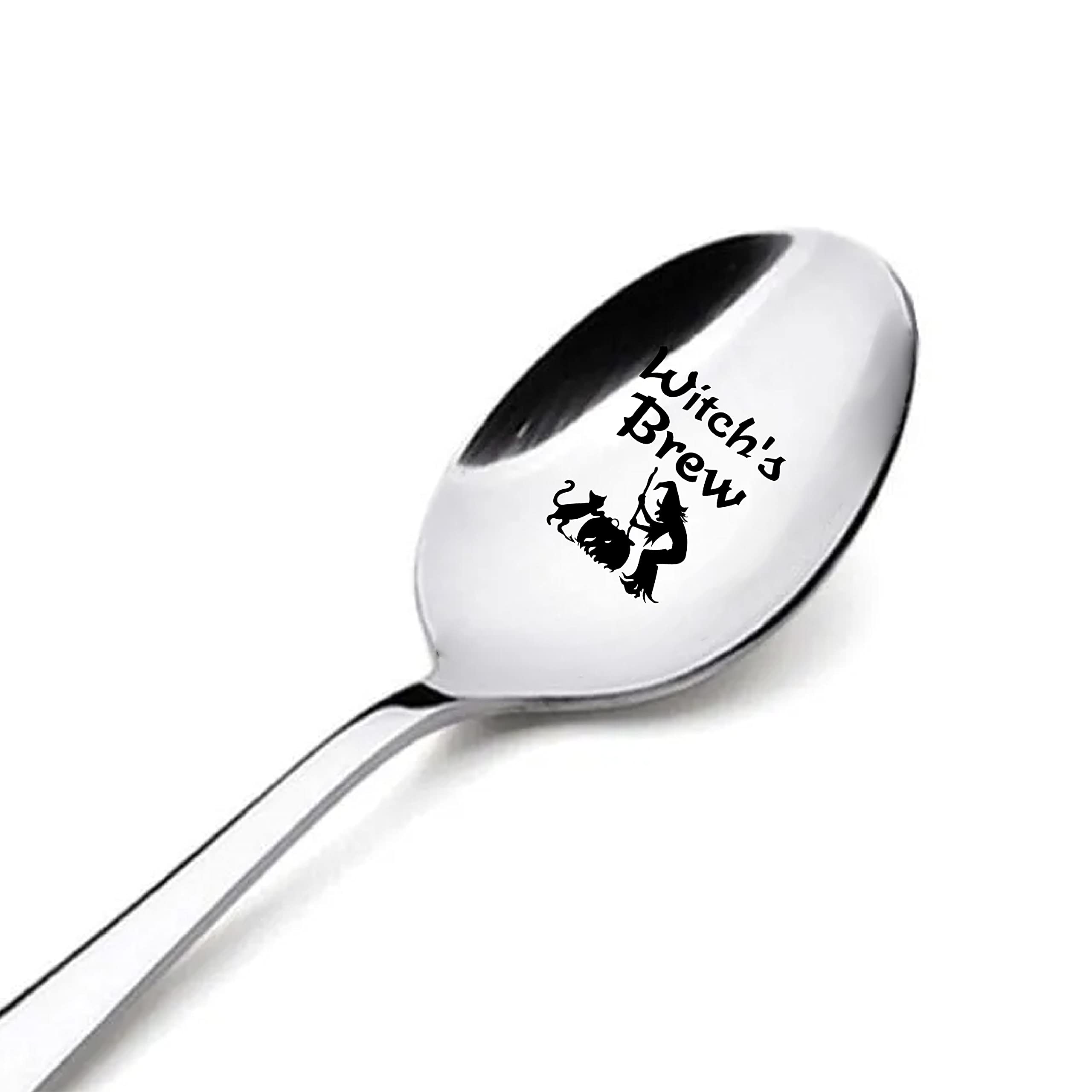 ZBBFSCSB Witches Brew Funny Engraved Spoon with Gift Box, Gift for Coffee Lover Tea Lovers, Best Friend Spoon Gift, Funny Housewarming Gifts, Neighbor Gift, Friendship Gift