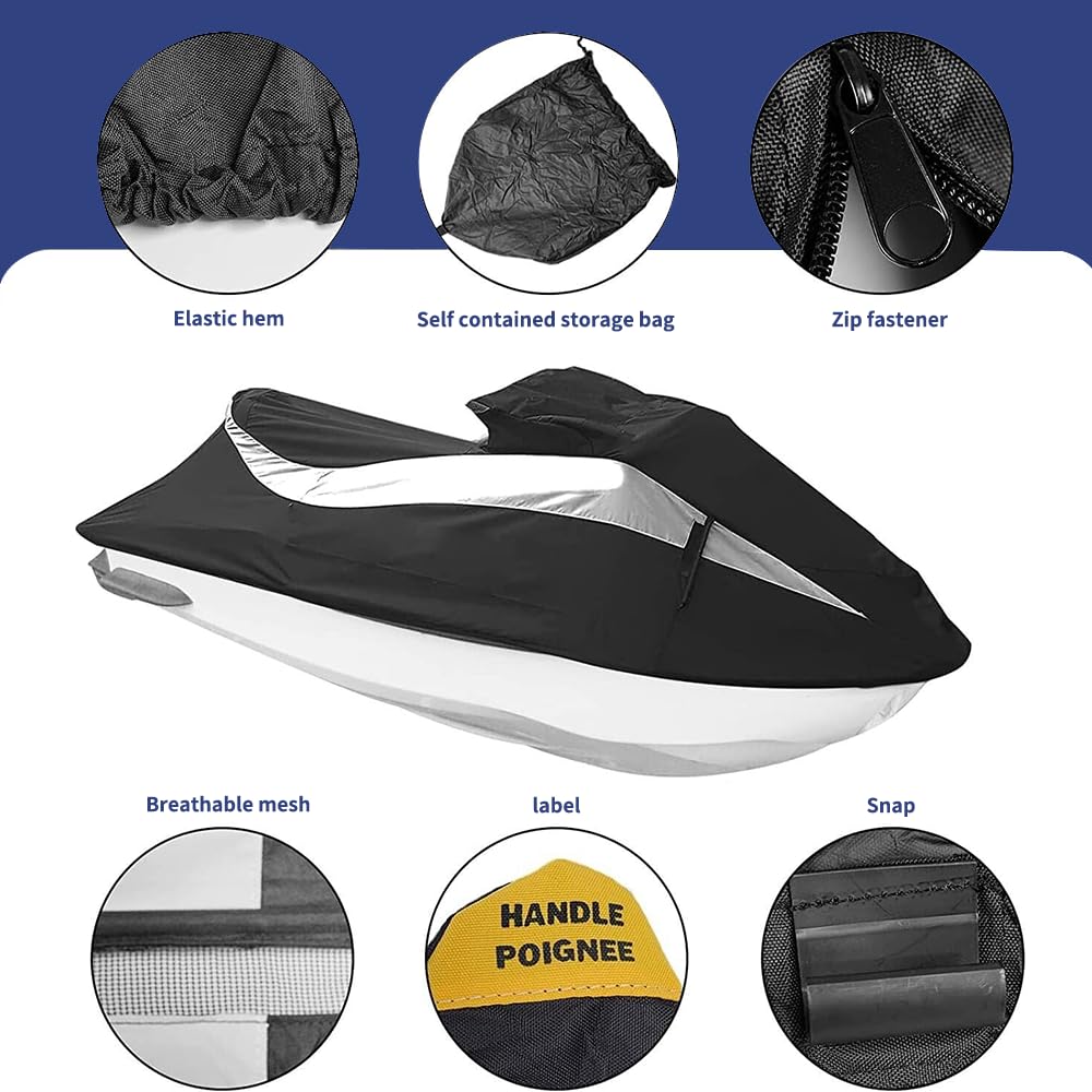 SleYuYir 295100722 Heavy Duty Jet Ski Cover - Waterproof Jetski Trailerable Watercraft Compatible with 2011-2019 Bombardier SEA-DOO PWC GTS, GTI, GTI SE, GTI Limited