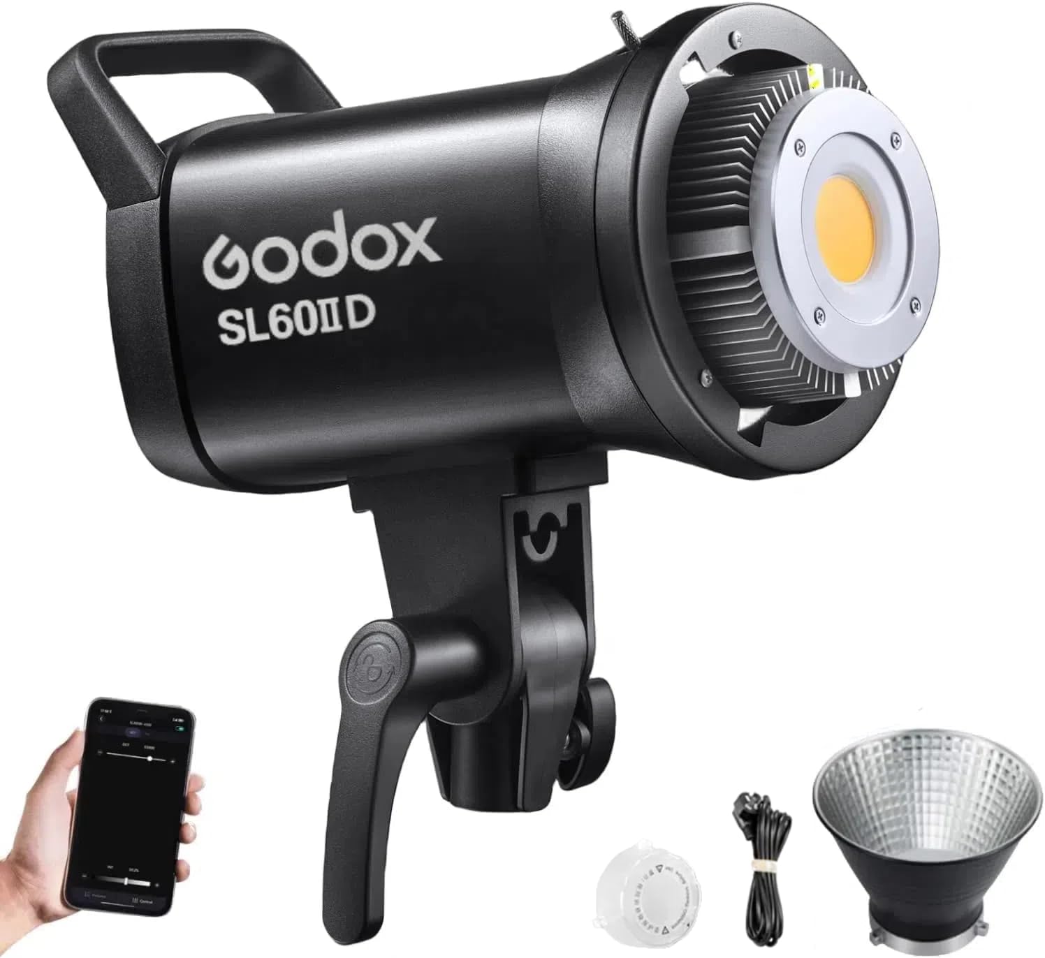 Godox SL60IID 70W LED Video Light, 18600Lux@1M 5600K COB LED Continuous Light, Bluetooth App&2.4G Wireless Remote Control 8 Built-in Fx Effects, TLCI/CRI 97+/96+Bowens Mount Studio Light