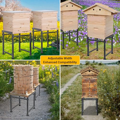 Neorexon Adjustable Metal Hive Stand, Sturdy Beehive Stand Adjustable Height 15” - 19” & Adjustable Width 14.5” - 24.5”, Easy to Assemble Bee Stand for Beekeeping