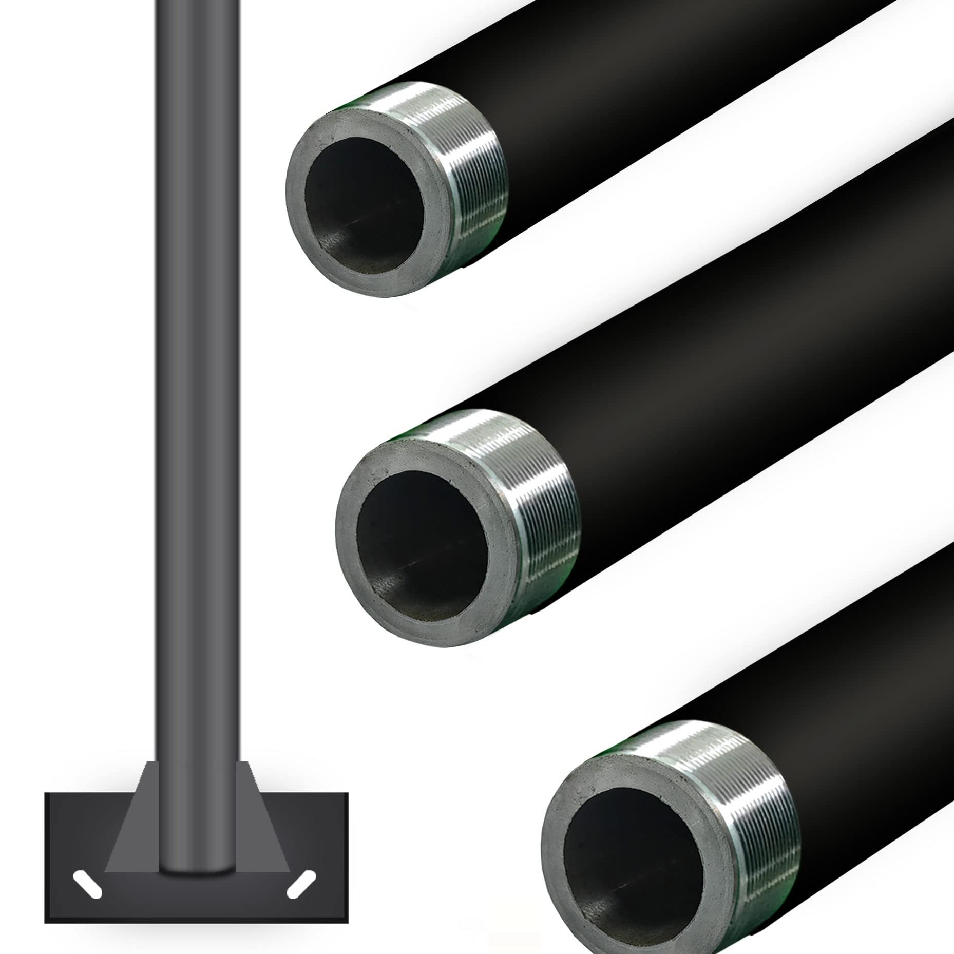 Shade Sail Poles, Outdoor Sun Shade Sail Pole Kit Support Awning Canopy Heavy Duty Steel Post for Outside Deck Patio Backyard Garden (10.2FT,2pack)…
