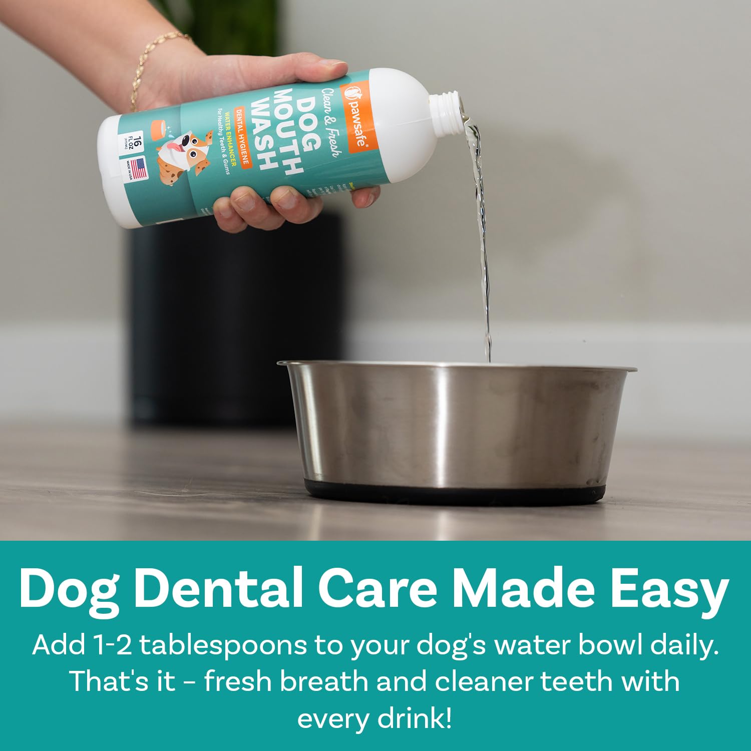 Dog Mouthwash, Dental Water Additive for Fresh Breath, Plaque & Tartar Control, Best Natural Cleaning Freshener Formula for Healthy Teeth & Gums, Advanced Easy-to-Use Oral Care Solution