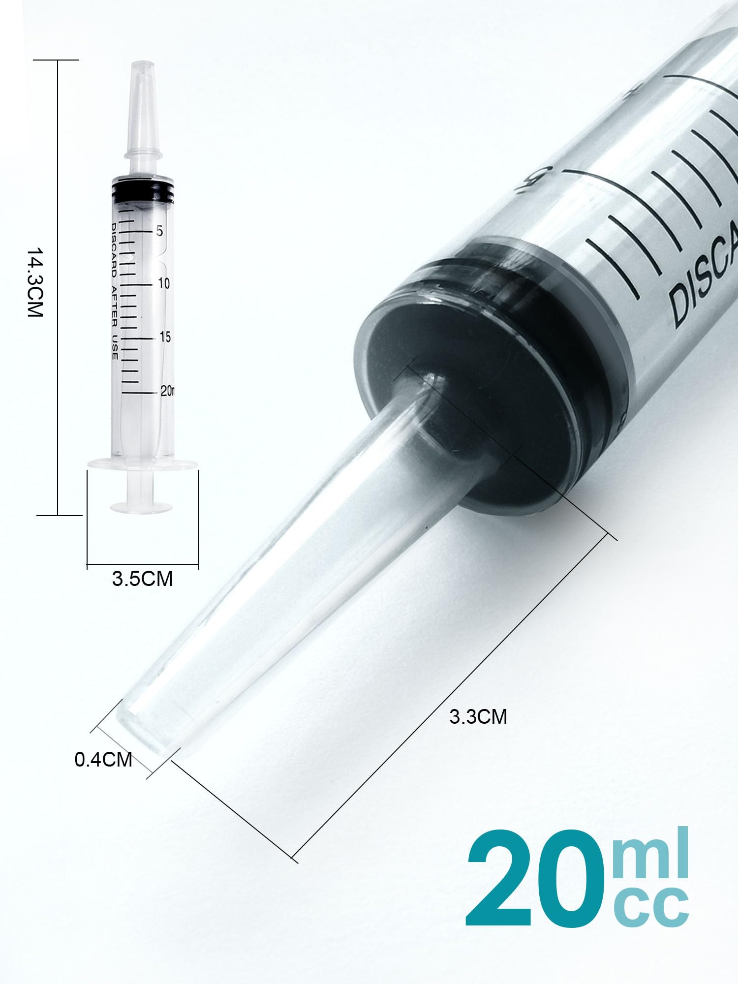 20ml Syringe for Liquid, Large Plastic Syringe 5 Pack 20ml Syringes, Measuring Syringe Tools, Oral, Scientific Labs, Measurement, Dispensing, with Cap Syringe