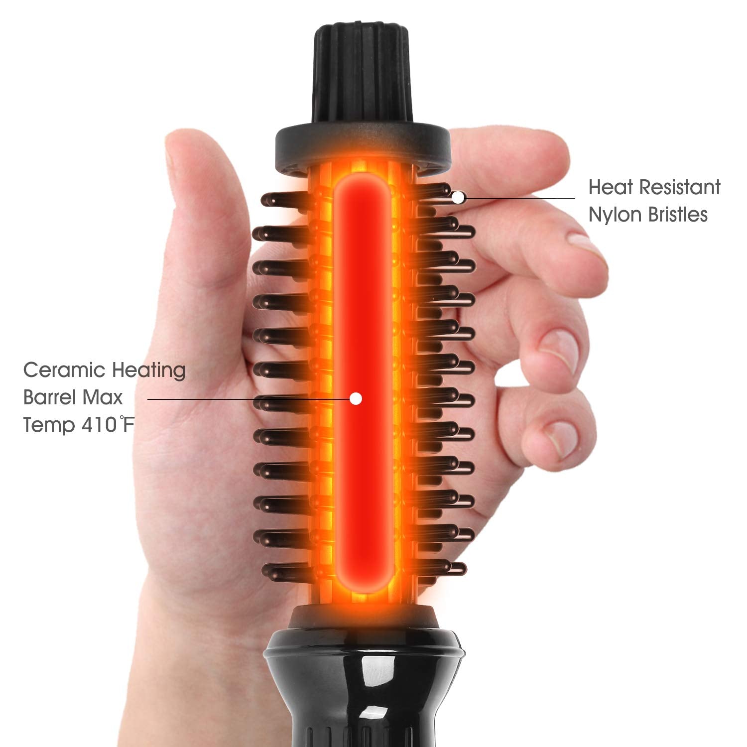 AmoVee Mini Curling Iron, 3/4 Inch Travel Hair Brush Anti-Scald Curling Wand Ceramic Tourmaline Hot Brush Barrel for Short Hair(100-240V)