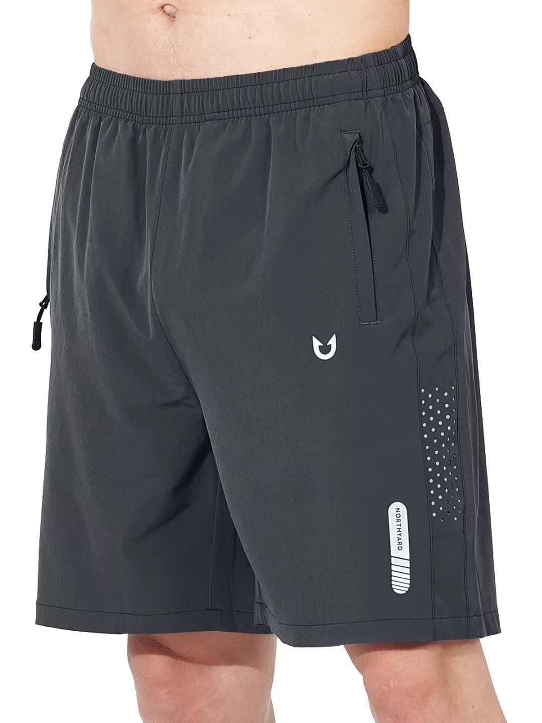 NORTHYARD Men's Athletic Hiking Shorts Quick Dry Workout Shorts 7"/ 9"/ 5" Lightweight Sports Gym Running Shorts Basketball Exercise DARKGREY L