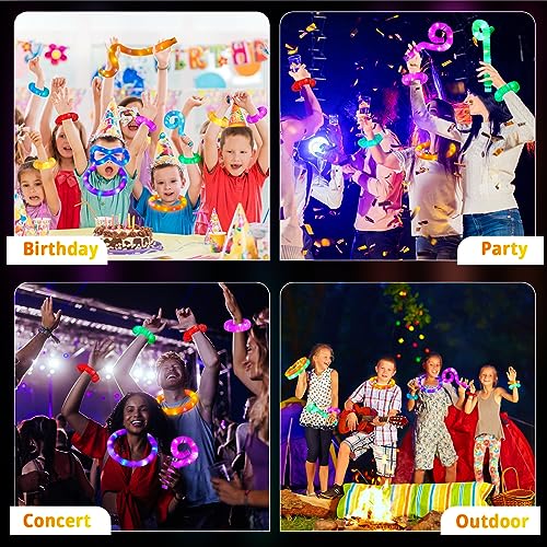 Glow Sticks Halloween Party Favors for Kids - 16 Pcs Light Up Pop Tubes Halloween Toys Glow in the Dark Party Supplies Halloween Gifts for Kids Goodie Bag Fillers, Christmas Stocking Stuffers for Kids