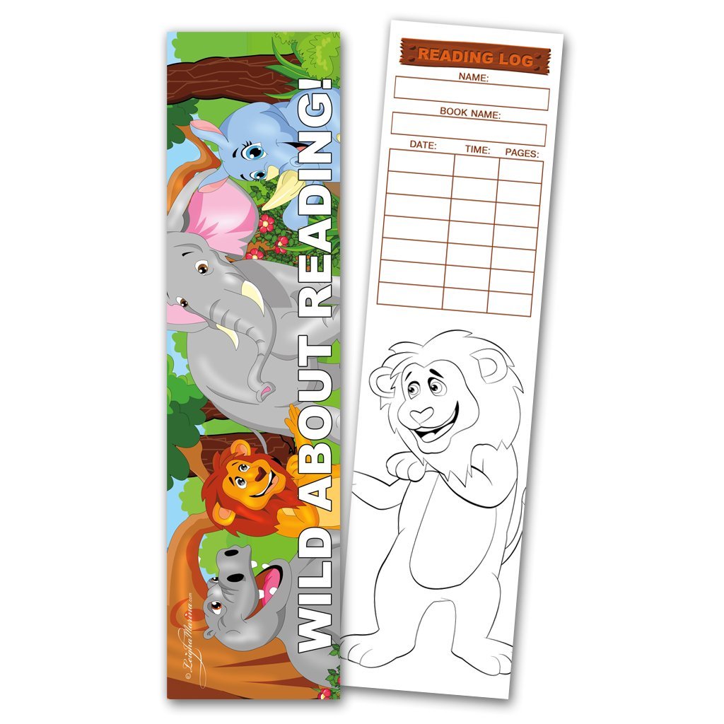 30 Jungle 'Wild About Reading!' Coloring Bookmarks with Reading Logs