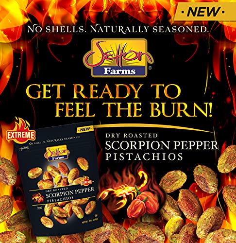 Setton Farms Pistachios, Scorpion Pepper Extreme Flavor, Naturally Seasoned, Dry Roasted No Shell, Non-GMO Project Verified, Gluten Free, Vegan, Kosher, 5 Oz