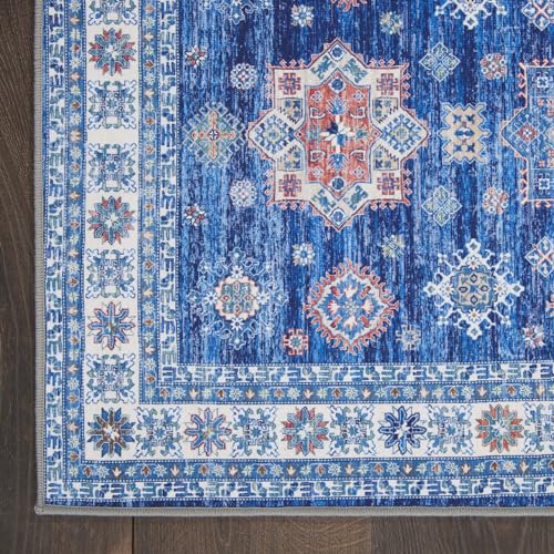 Nourison Fulton Medallion Blue 1'10" x 5' Area -Rug, Easy -Cleaning, Non Shedding, Bed Room, Living Room, Dining Room, Kitchen (2x5)