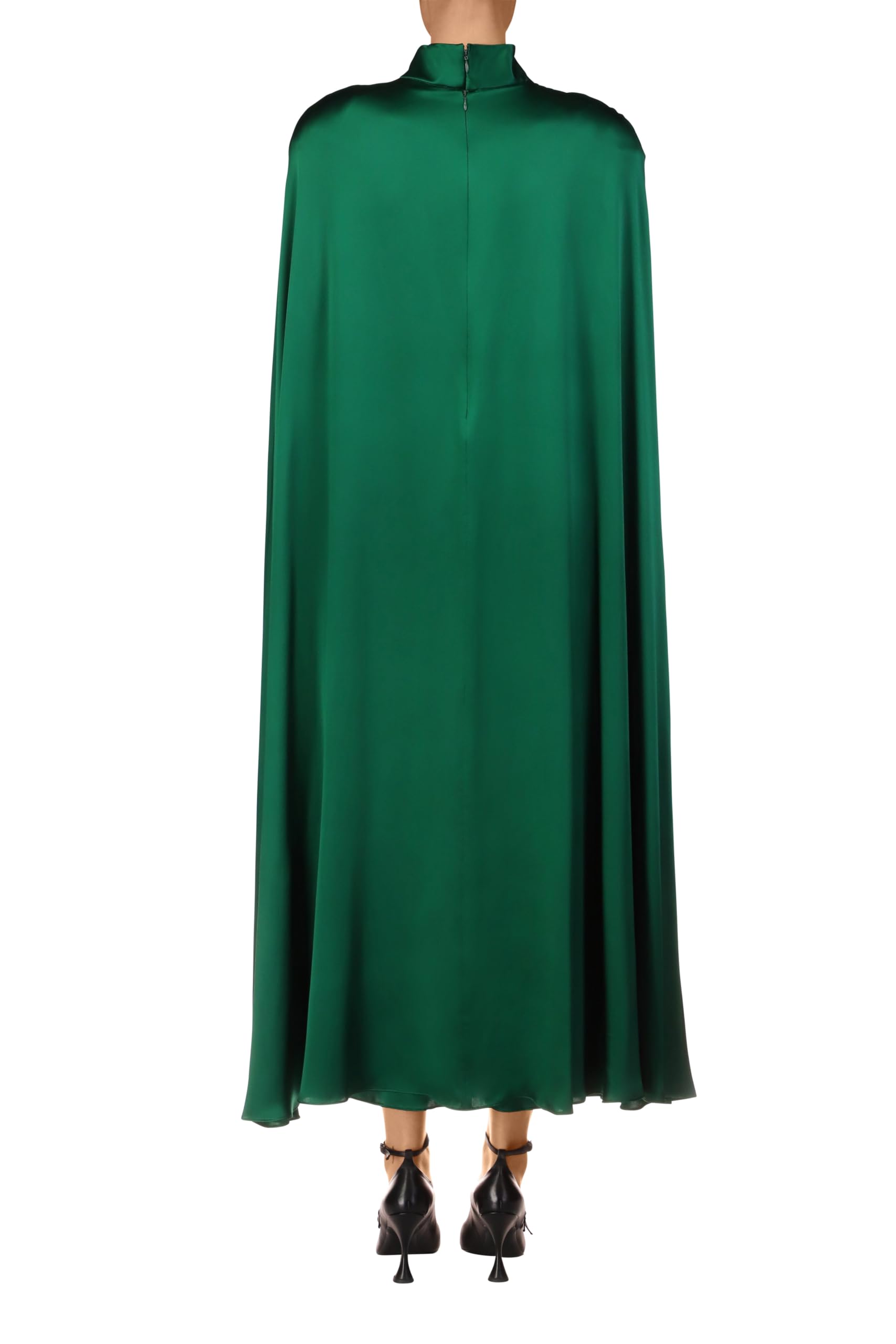 Rodarte, Green Silk Satin Cape Dress, 6, Green