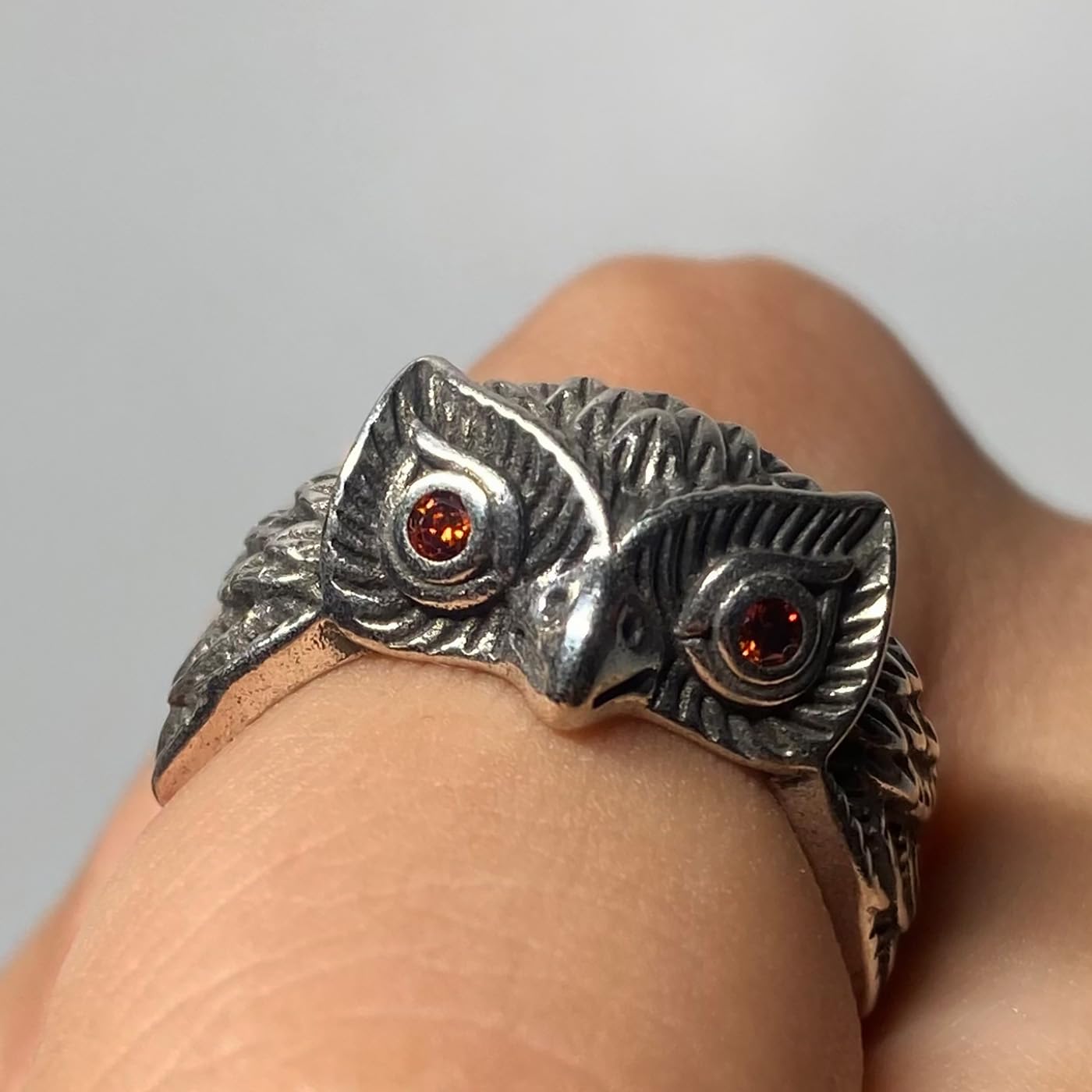 Ch.yishi Handmade Vintage 925 Sterling Silver Owl ring for Women/Men,Adjustable Thumb Finger Ring