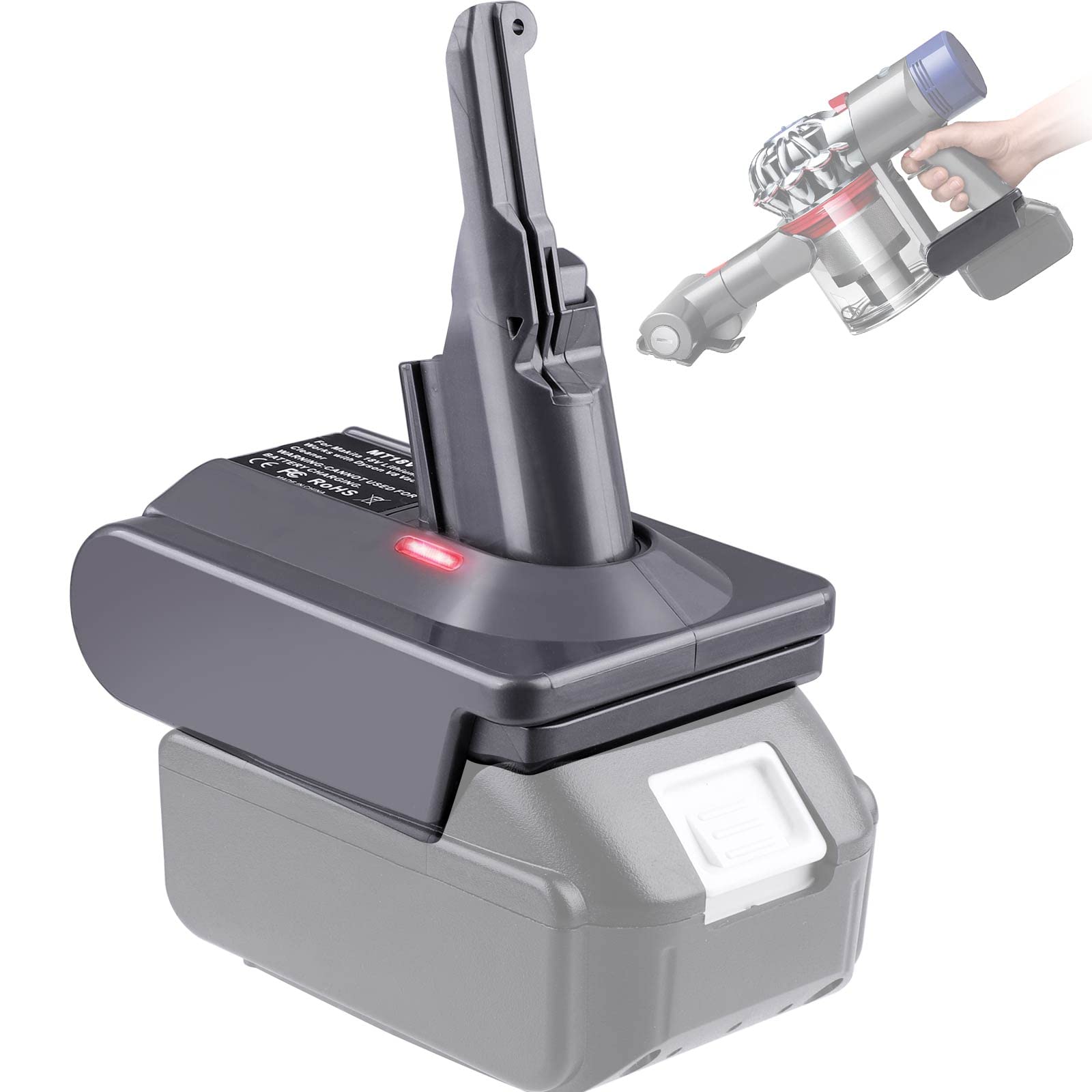 Upgrade for Dyson V7+V8 Battery Adapter Replacement, for Makita 18V Battery Work for Dyson V7/V8 Series Vacuum Cleaner (V7 V8 Common)