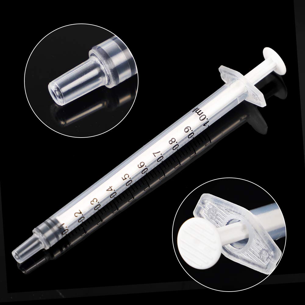 DEPEPE 120pcs 1ml Luer Slip Tip Syringe with Caps, Without Needle, for Pet Feeding and Industrial Use