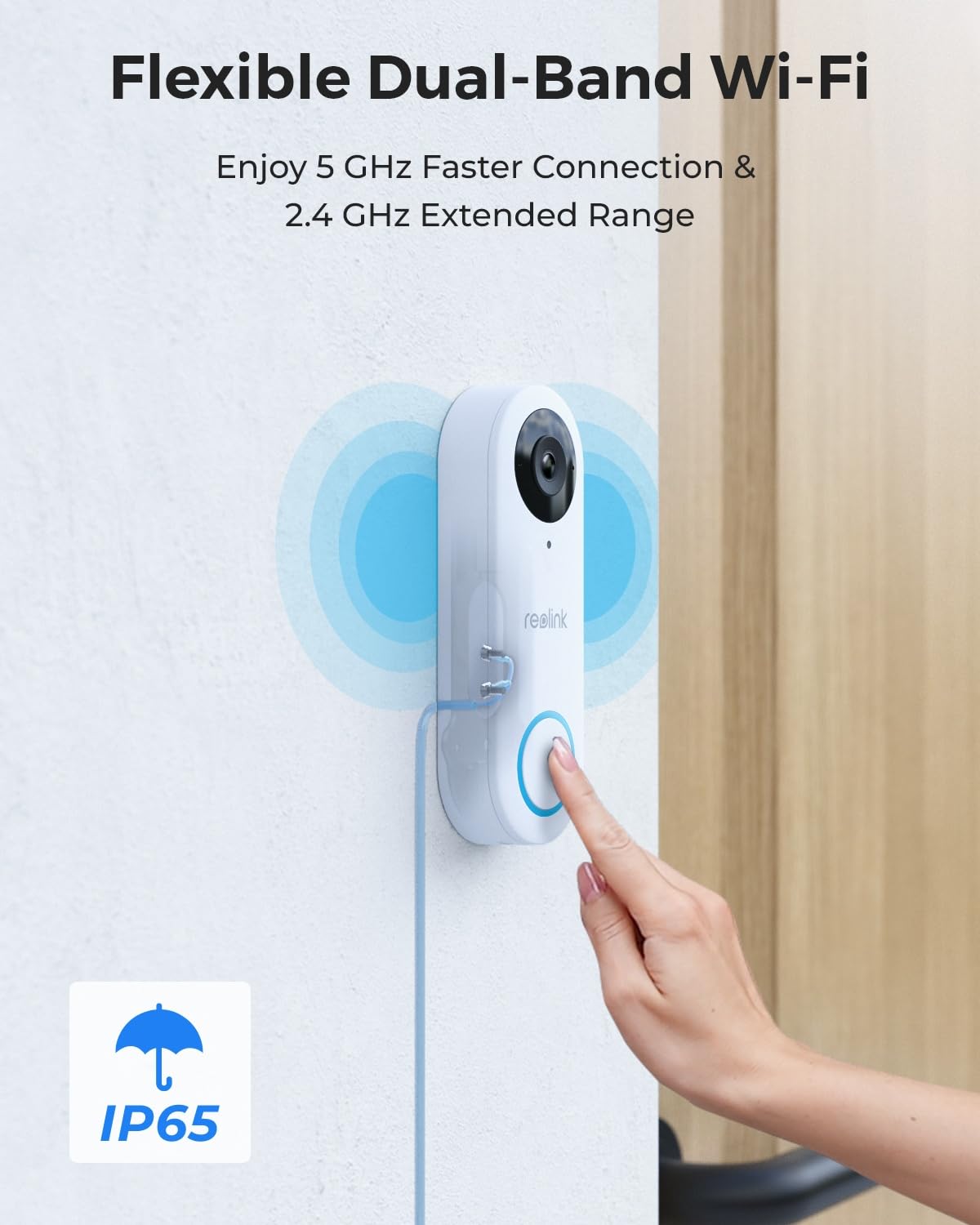 REOLINK 5MP Video Doorbell Wi-Fi Camera with Chime, 3:4 Head-to-Toe View, 180°View, 5/2.4 GHz Wi-Fi, 2-Way Audio, Person/Package Detection, Waterproof, Smart Alerts, Works NVR(Wired)