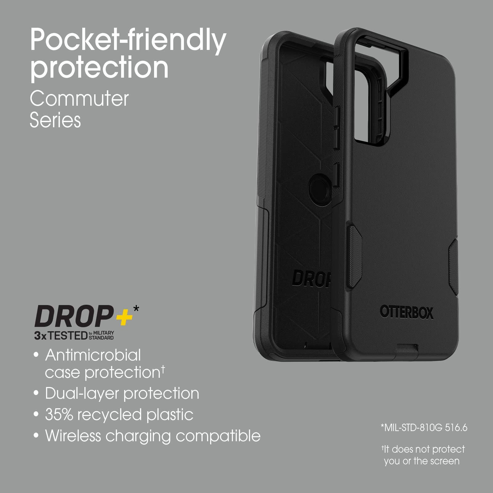 OtterBox Galaxy S22 Commuter Series Case - BLACK, slim & tough, pocket-friendly, with port protection