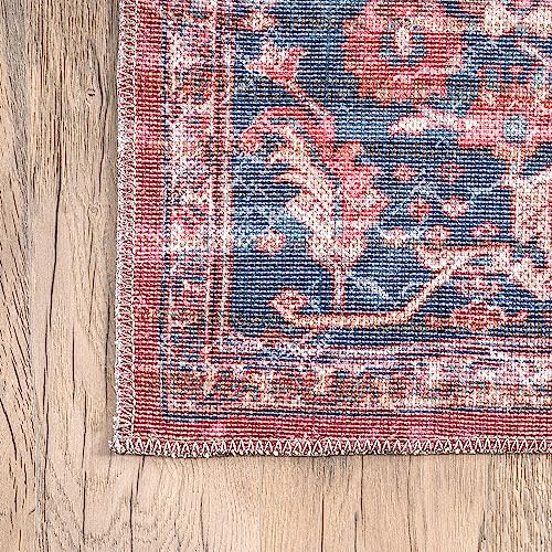 nuLOOM Katie Machine Washable Distressed Bordered Area Rug, 4x6, Rust