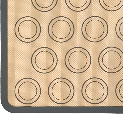 Amazon Basics Silicone, Non-Stick, Food Safe Baking Mat, Macaron, Pack of 2, Beige/Gray, Rectangular, 16.5" x 11.6"