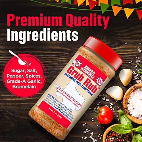 Grub Rub BBQ Blend – Award-Winning Seasoning Family Recipe For Smoking & Grilling Moist, Tender, Juicy Meats - Pork, Steak, Brisket, Seafood, Veggies & More