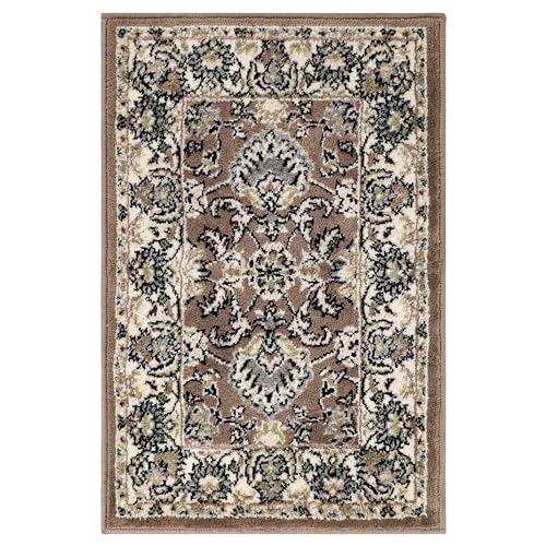 SUPERIOR Elegant Lille Collection Area Rug, 8mm Pile Height with Jute Backing, Beautiful Chic Bordered Rug Design, Anti-Static, Water-Repellent Rugs - 8ft x 10ft , Grey