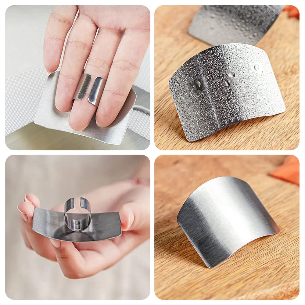 Stainless Steel Finger Guard, 2023 New Finger Protector for Cutting Food, Premium Slicing Tool Finger Protector Finger Protectors when Cutting, Slicing, Dicing, Chopping Vegatables (2 Pcs)