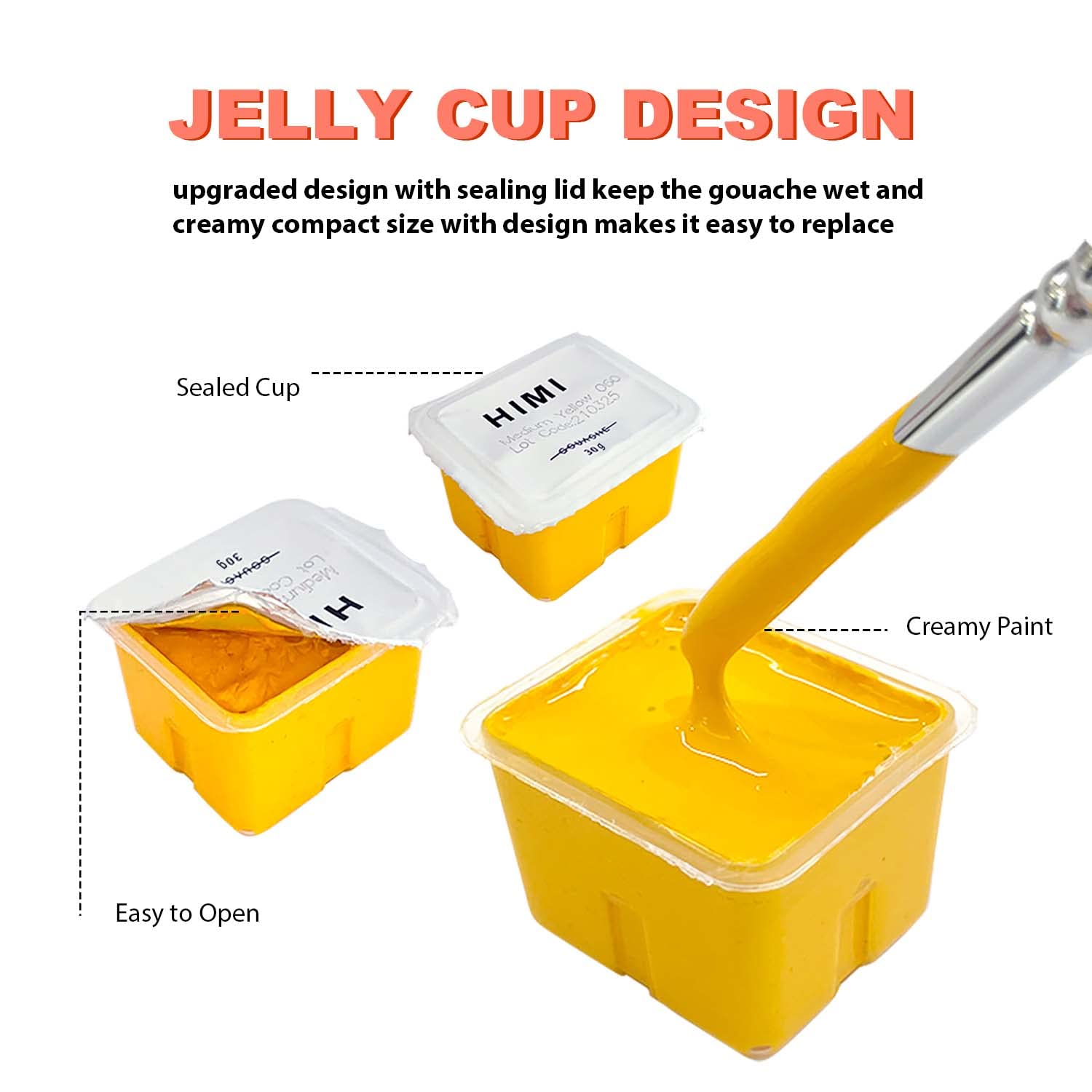 HIMI Gouache Paint Set, 56 Colors x 30g Unique Jelly Cup Design in a Carrying Case Perfect for Artists, Gouache Opaque Art Supplies for Professionals, and More