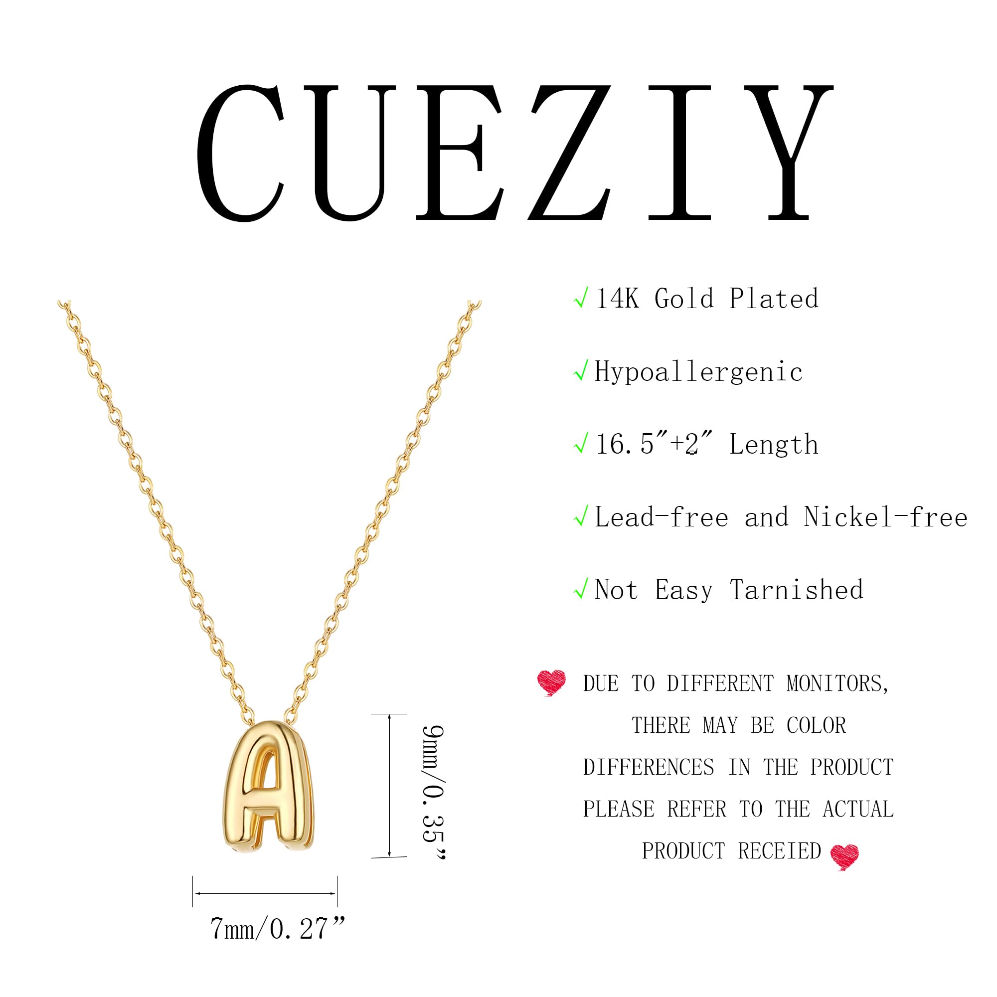 CUEZIY Bubble Letter Necklace Gold Initial Necklaces for Women Name Necklace Personalized Bubble Pendant Necklace Dainty Charm Necklaces Teen Gift Trendy Stuff Gold Jewelry Gifts