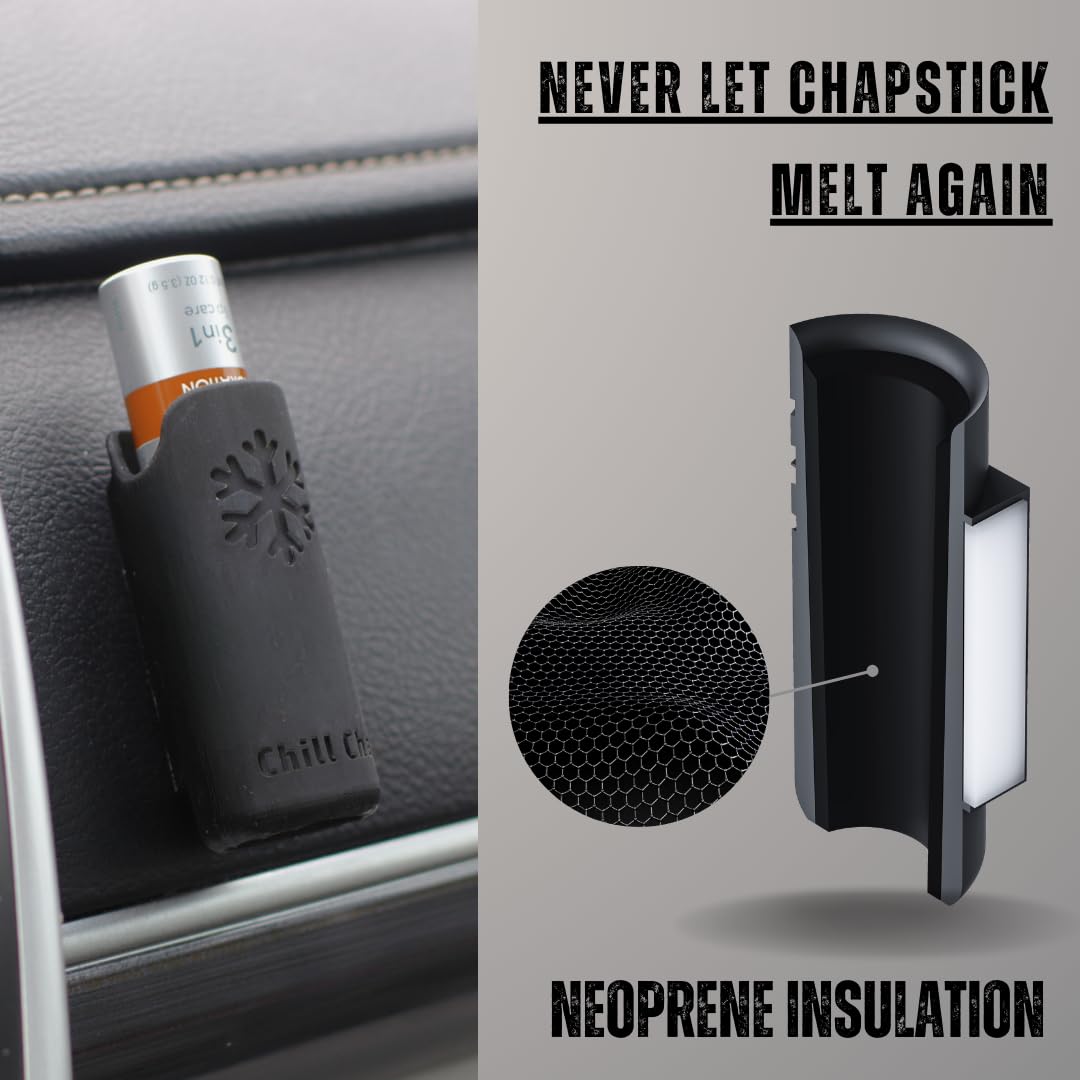 Generic Chill Chap - Insulated Lip Balm Mount - Premium interior car accessory - Keep Your Chapstick Handy and upright! - Great low-cost gift, Black