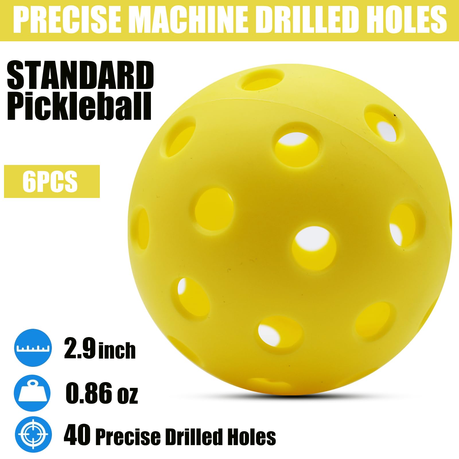 Magicorange Pickleball Balls, 20 Pack 40 Holes Outdoor Pickleballs, High Elasticity & Durable Pickle Balls for All Style Pickleball Paddles (Multicolour)