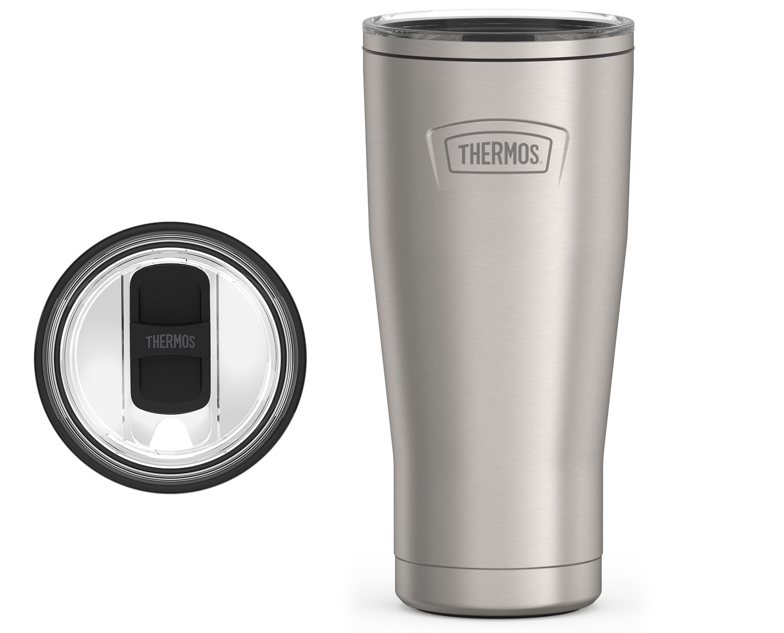 THERMOS ICON SERIES Stainless Steel Cold Tumbler with Slide Lock, 24 Ounce, Matte Stainless Steel