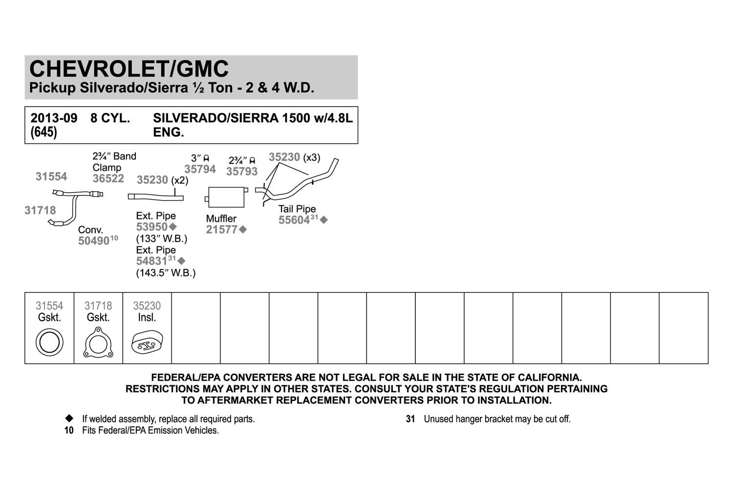 Walker 36522 Exhaust Clamp for Chevrolet Silverado 1500