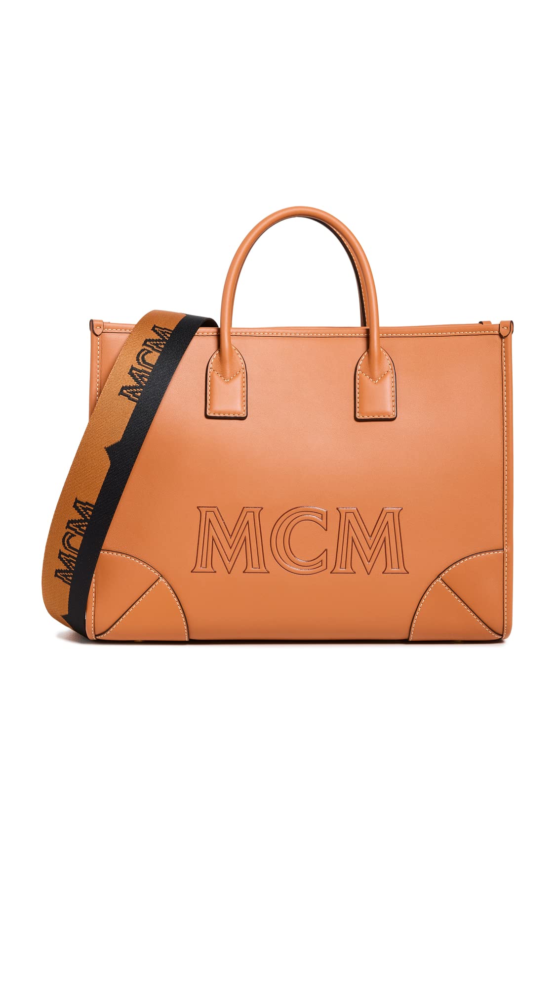 MCM Women's Munchen Tote Large, Cognac, Tan, One Size