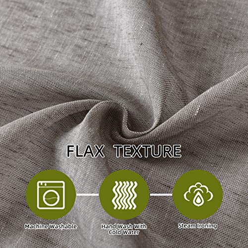 youleyar Natural Linen Sheer Curtains, 63 inch Length Grommet Top Semi Window Drapes, Light Reducing Linen Blend Sheer Curtain for Living Room and Bedroom, 2 Panels Gray